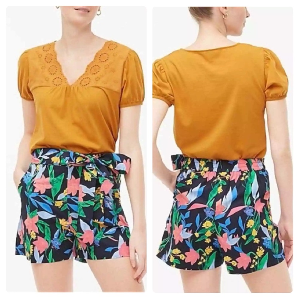 J. Crew Tie Waist Tropical Floral Poplin Shorts